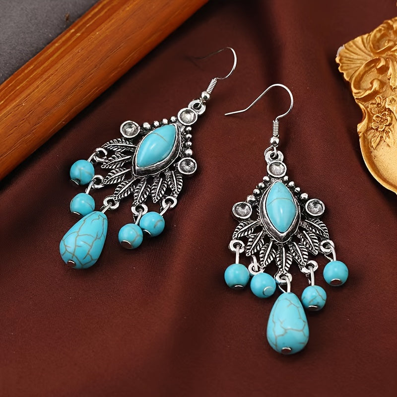PENDIENTES ELEGANTE BOHEMIO DESIGN TURQUESA TRANSPARENT GOTA