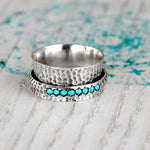 ANILLO ELEGANTE MARTELÉ PLATA PLAQUÉ TURQUESA ANTI-STRESS