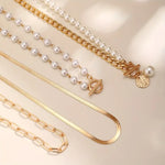 CONJUNTO VINTAGE PERLA & ORO SERPIENTE CADENA COLLAR | ORO