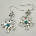 PENDIENTES VINTAGE BOHEMIO TURQUESA FLOR GOTA