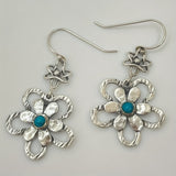 PENDIENTES VINTAGE BOHEMIO TURQUESA FLOR GOTA