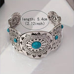PULSERA VINTAGE ESTAMPILLÉ TURQUESA PLATA PLAQUÉ MANCHETTE