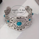 PULSERA VINTAGE ESTAMPILLÉ TURQUESA PLATA PLAQUÉ MANCHETTE