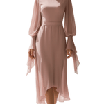 VESTIDO MAXI DE GASA ROSA EMPOLVADO - VALERINA MARBELLA