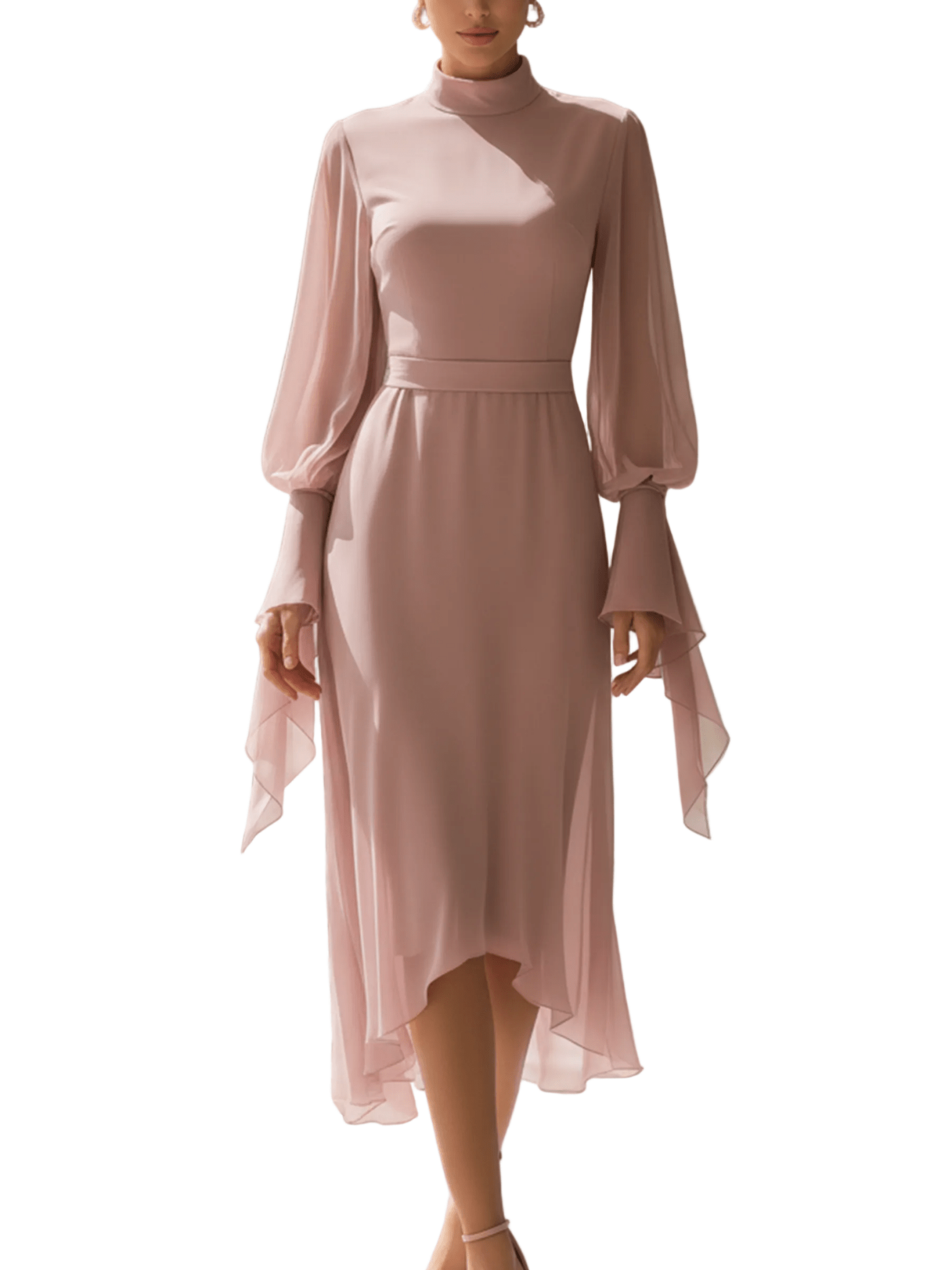 VESTIDO MAXI DE GASA ROSA EMPOLVADO - VALERINA MARBELLA