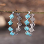 PENDIENTES ELEGANTE BOHEMIO DIAMANTE TURQUESA EN FORME DE U
