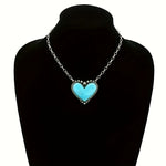 COLLAR BOHEMIO STYLE TURQUESA CORAZÓN COLGANTE
