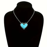 COLLAR BOHEMIO STYLE TURQUESA CORAZÓN COLGANTE