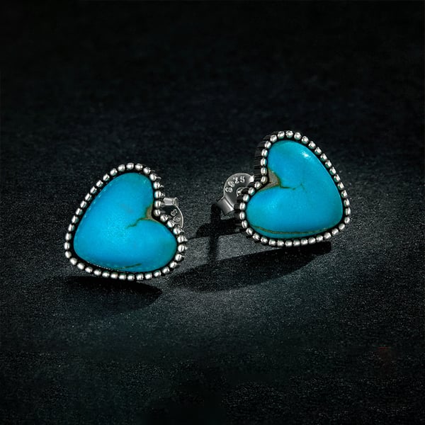 PENDIENTES ELEGANTE BOHEMIO PLATA PLAQUÉ TURQUESA FOYER AMOR