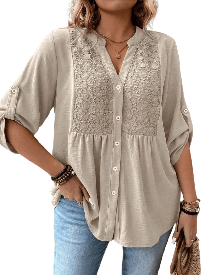 BLUSA CON ESCOTE EN V Y BOTONES - VALERINA MARBELLA