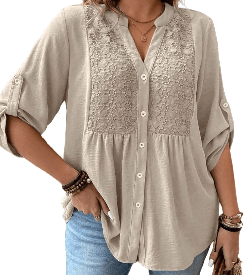 BLUSA CON ESCOTE EN V Y BOTONES - VALERINA MARBELLA