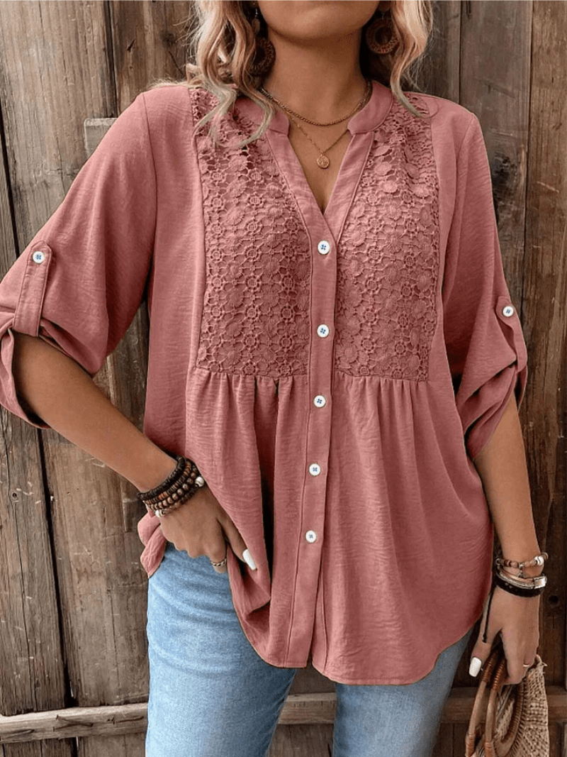BLUSA CON ESCOTE EN V Y BOTONES - VALERINA MARBELLA