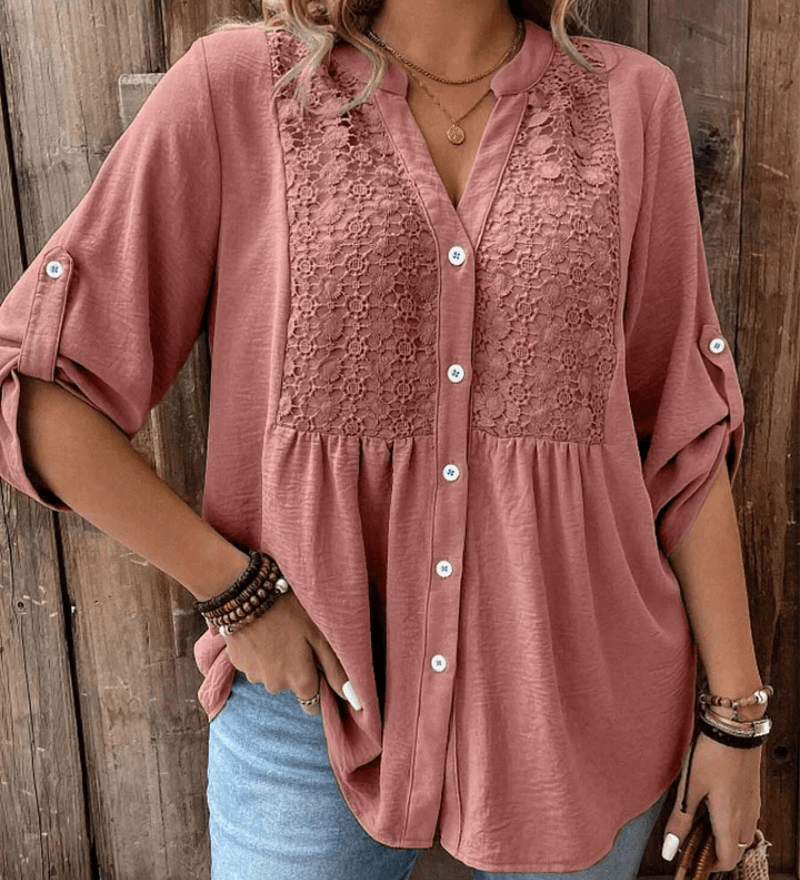 BLUSA CON ESCOTE EN V Y BOTONES - VALERINA MARBELLA