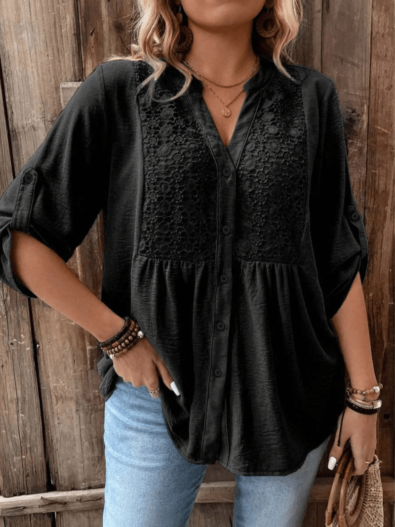 BLUSA CON ESCOTE EN V Y BOTONES - VALERINA MARBELLA