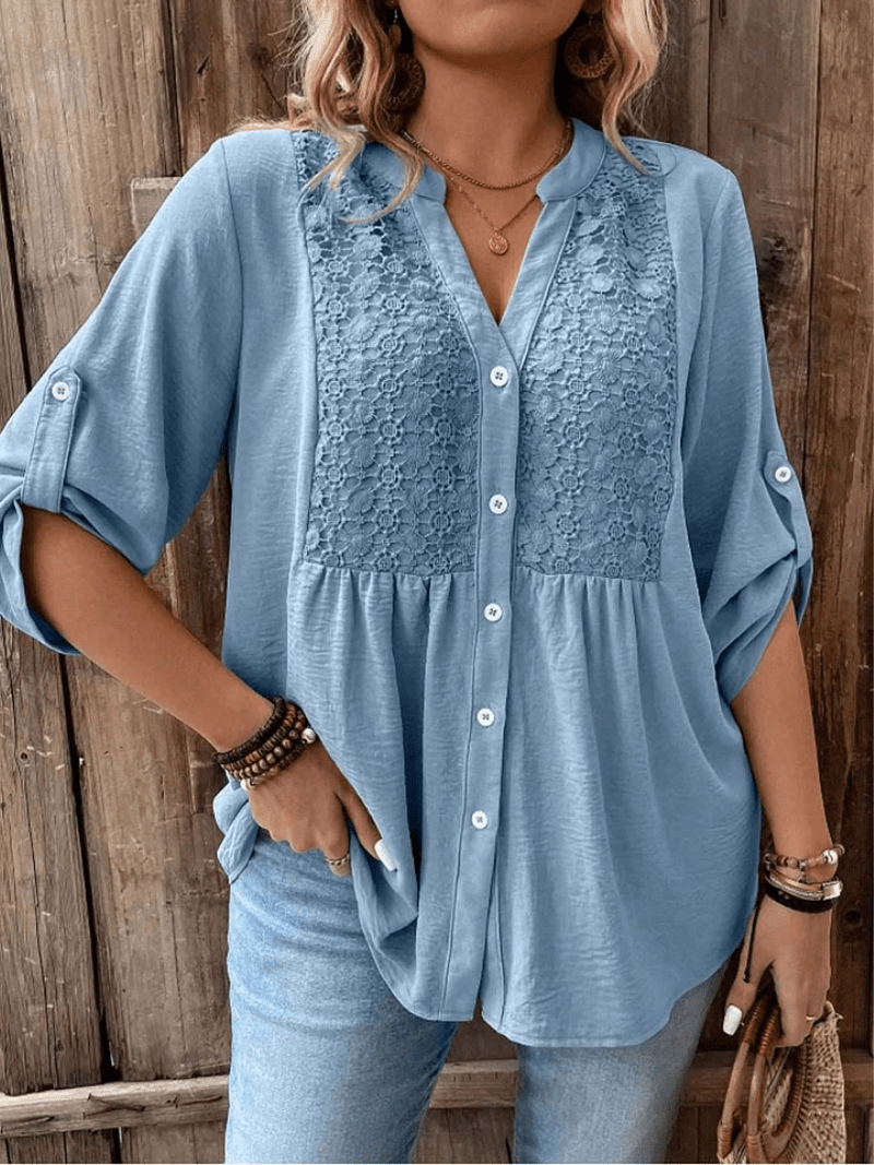 BLUSA CON ESCOTE EN V Y BOTONES - VALERINA MARBELLA