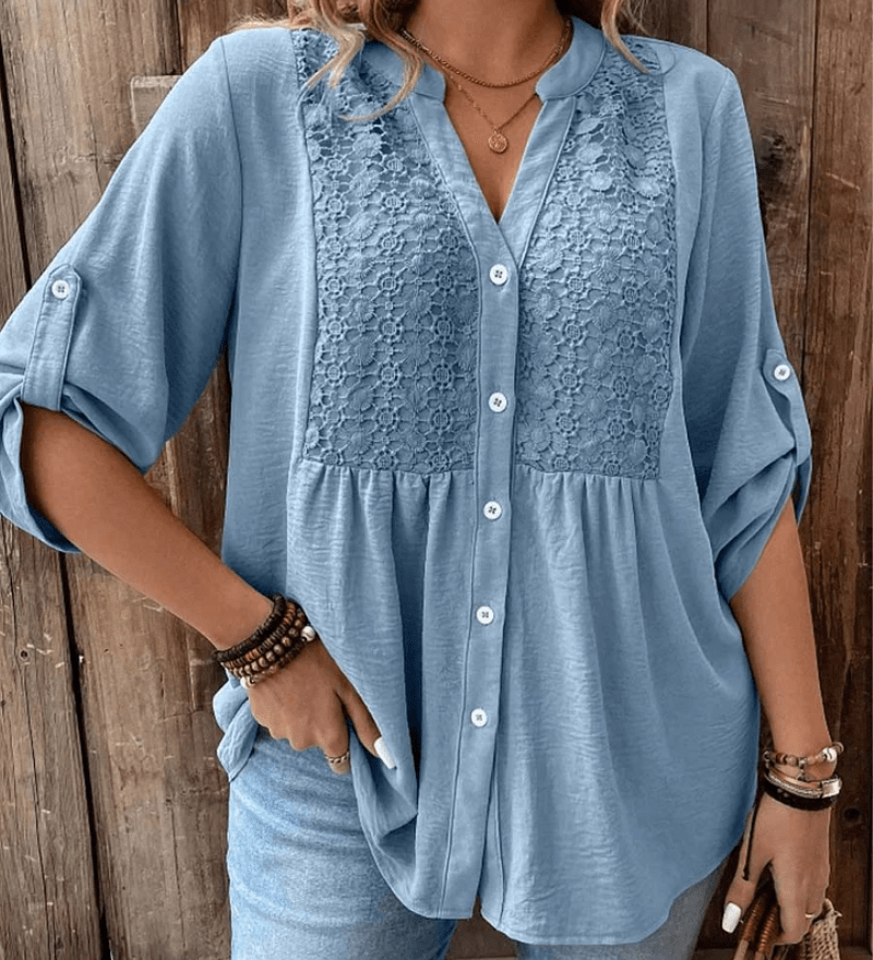 BLUSA CON ESCOTE EN V Y BOTONES - VALERINA MARBELLA