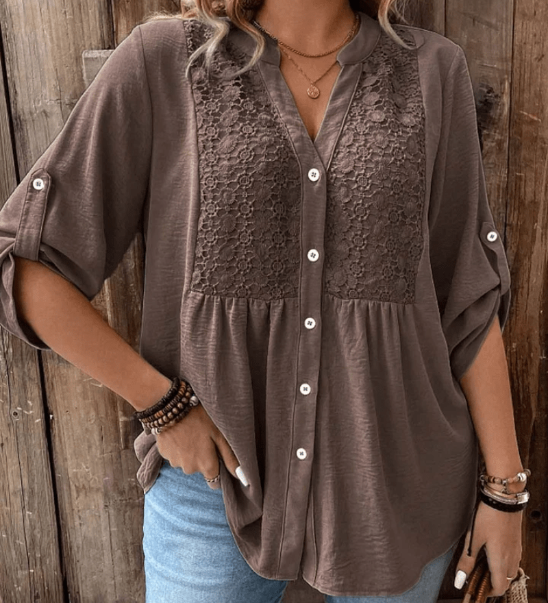 BLUSA CON ESCOTE EN V Y BOTONES - VALERINA MARBELLA