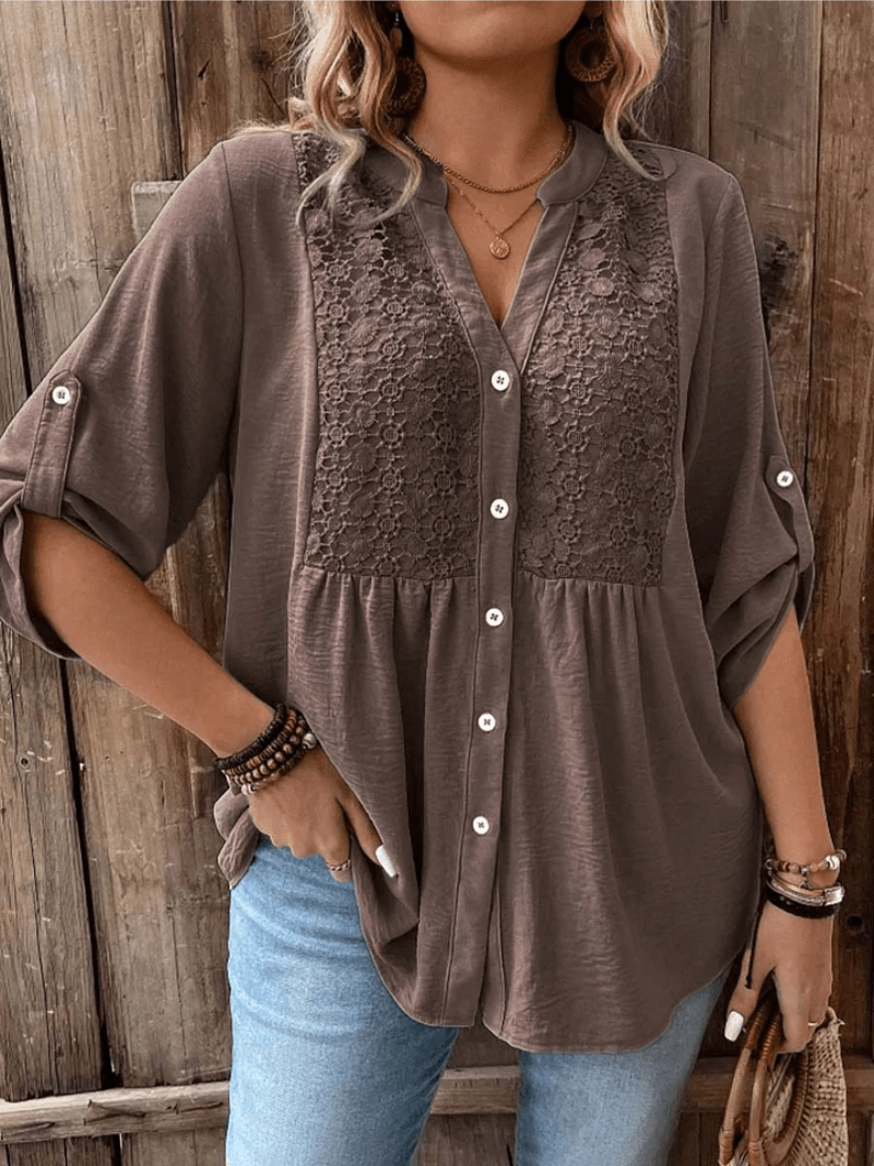 BLUSA CON ESCOTE EN V Y BOTONES - VALERINA MARBELLA