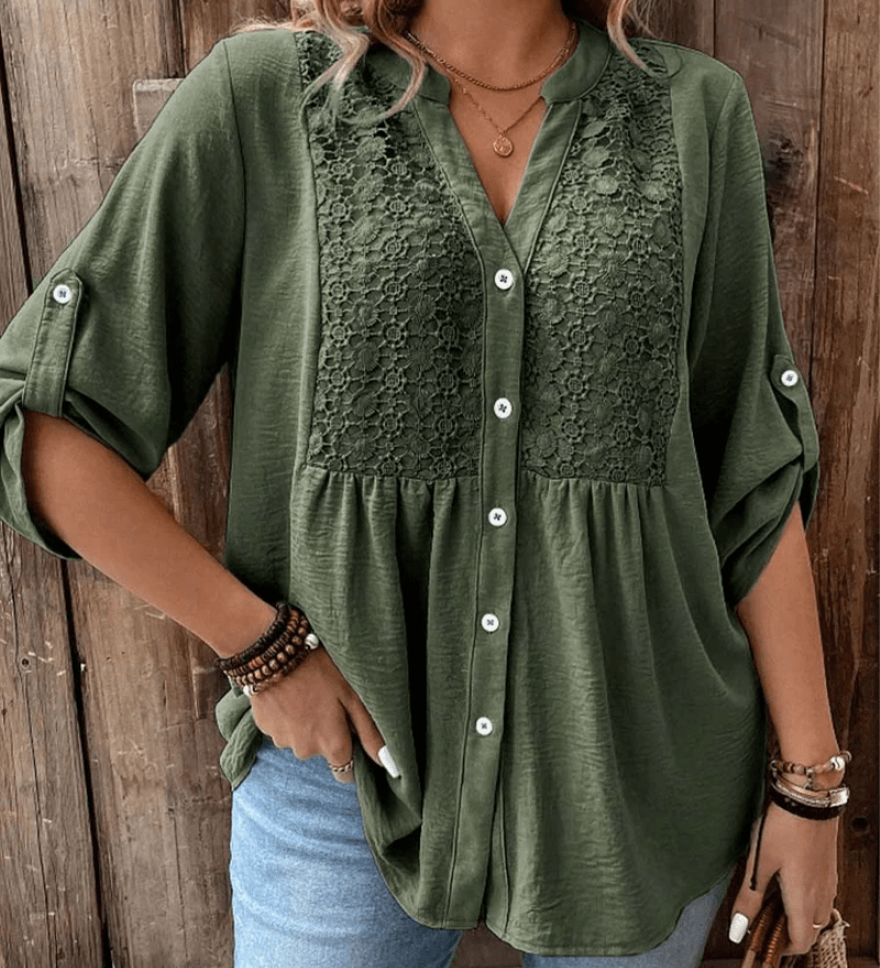 BLUSA CON ESCOTE EN V Y BOTONES - VALERINA MARBELLA