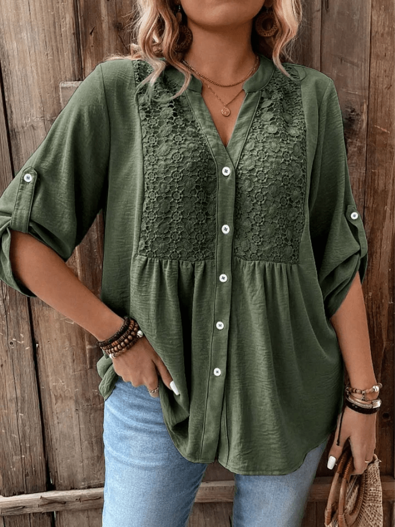BLUSA CON ESCOTE EN V Y BOTONES - VALERINA MARBELLA