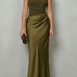 Velmoura – Asymmetric satin drape – Evening gown