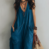 Casual Bohemian-style Dress With Practical Pockets.