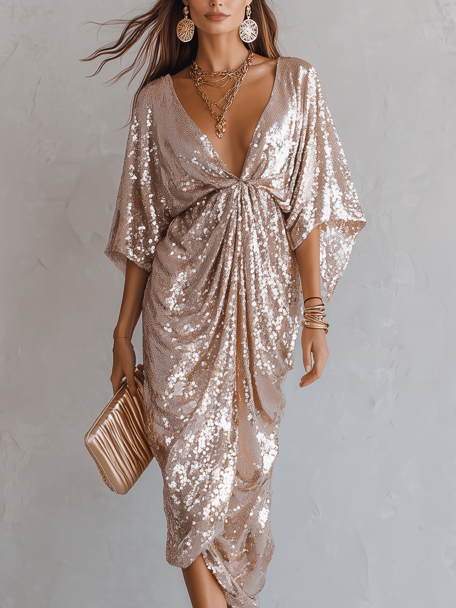 VESTIDO DE LENTEJUELAS EN ORO ROSA - VALERINA MARBELLA