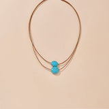 COLLAR VINTAGE DOUBLE RANG TURQUESA PERLÉ