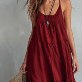 Relaxed Spaghetti Straps Cotton Linen Maxi Dress