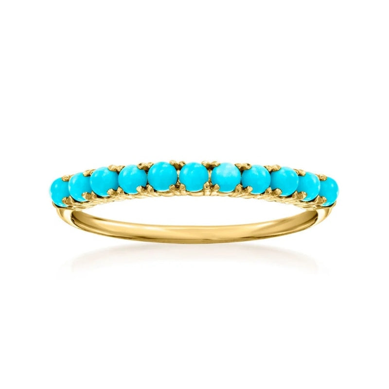 ANILLO BOHEMIO TURQUESA PERLÉ PLAQUÉ ORO SORTIJA