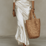 CONJUNTO MIDI IVORY DE PUNTO Y SATÉN CON ESTILO ELEGANTE - VALERINA MARBELLA