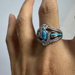 ANILLO ELEGANTE BOHEMIO BLANCO PLAQUÉ ORO TURQUESA