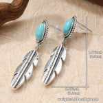 PENDIENTES RÉTRO TRIBAL TURQUESA PLUMA GOTA