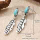 PENDIENTES RÉTRO TRIBAL TURQUESA PLUMA GOTA
