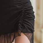 VESTIDO MINI NEGRO AJUSTADO CON PANEL DE MESH - VALERINA MARBELLA