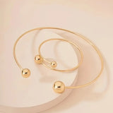 CONJUNTO MINIMALISTA LUMINOSO COL & MANCHETTE PULSERA | ORO