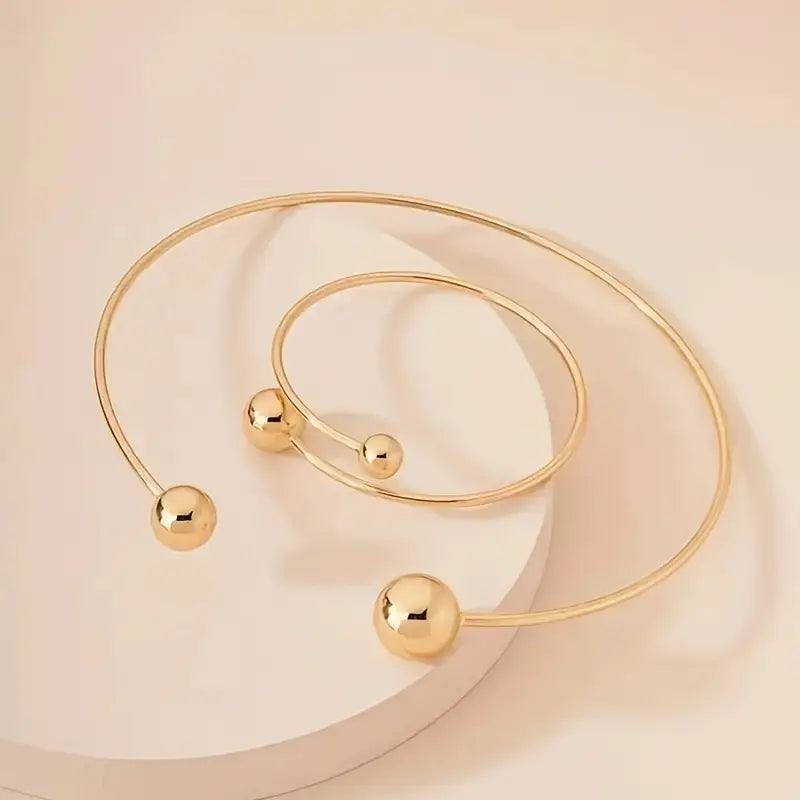 CONJUNTO MINIMALISTA LUMINOSO COL & MANCHETTE PULSERA | ORO
