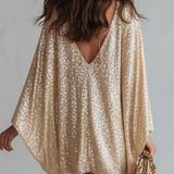 Champagne-colored Sequined Bohemian-style Mini Dress