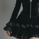 VESTIDO MINI DE TERCIOPELO CON ENCAJE - VALERINA MARBELLA