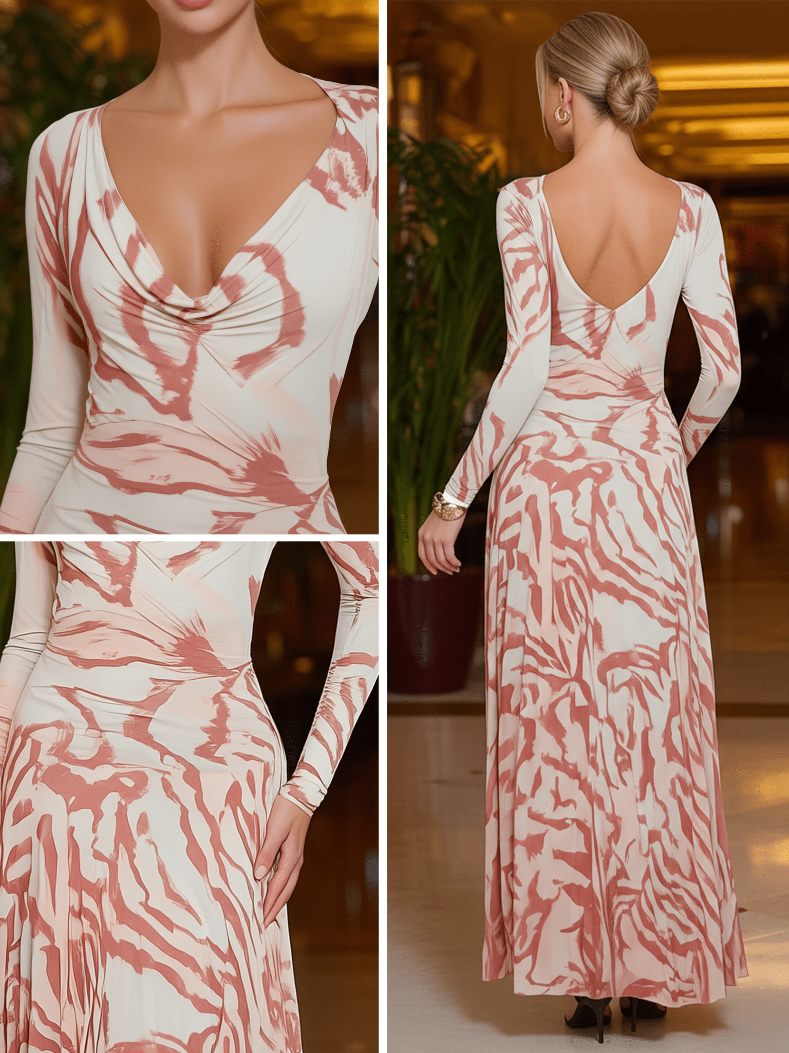 VESTIDO MAXI DE MESH CON ESTAMPADO DE CEBRA - VALERINA MARBELLA