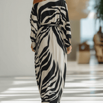 VESTIDO MAXI DE UN SOLO HOMBRO CON ESTAMPADO DE CEBRA - VALERINA MARBELLA