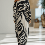 VESTIDO MAXI DE UN SOLO HOMBRO CON ESTAMPADO DE CEBRA - VALERINA MARBELLA