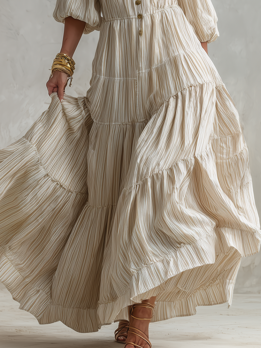 Romantic Off-Shoulder Tiered Bohemian Maxi Dress