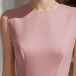 VESTIDO LARGO ROSA EMPOLVADO CON CUERPO ESTRUCTURADO - VALERINA MARBELLA