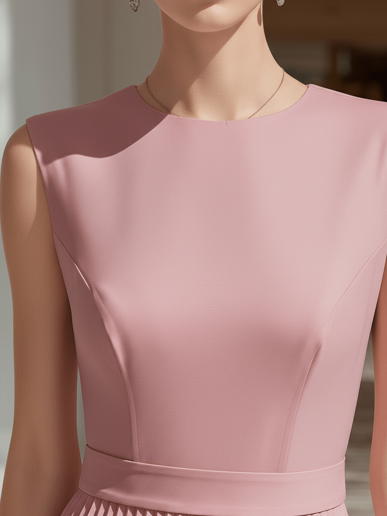 VESTIDO LARGO ROSA EMPOLVADO CON CUERPO ESTRUCTURADO - VALERINA MARBELLA