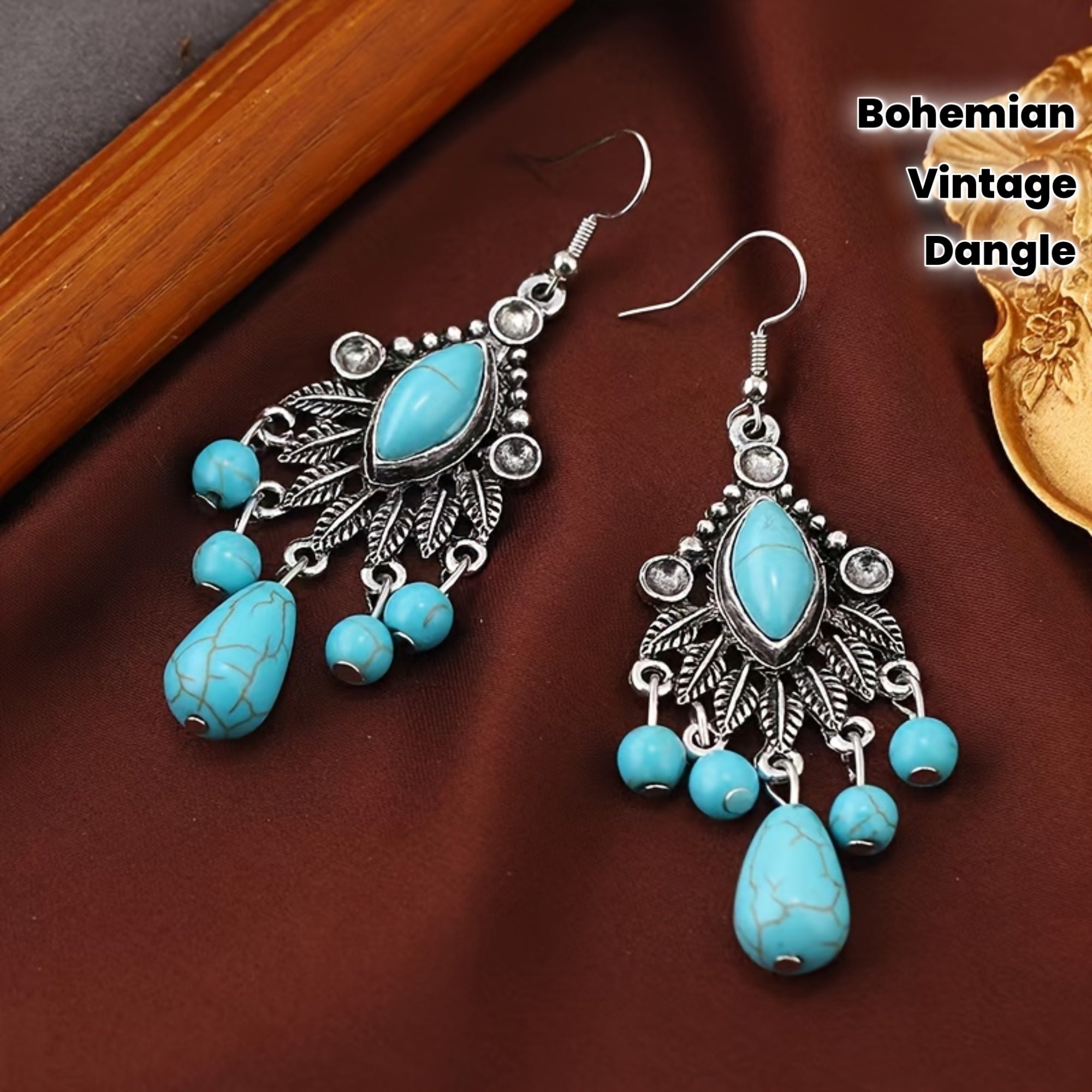 PENDIENTES ELEGANTE BOHEMIO DESIGN TURQUESA TRANSPARENT GOTA