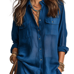 Bohemian Indigo Quiet Ease Button-Down Linen Shirt