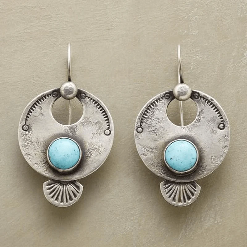PENDIENTES VINTAGE REDONDO TURQUESA GOTA