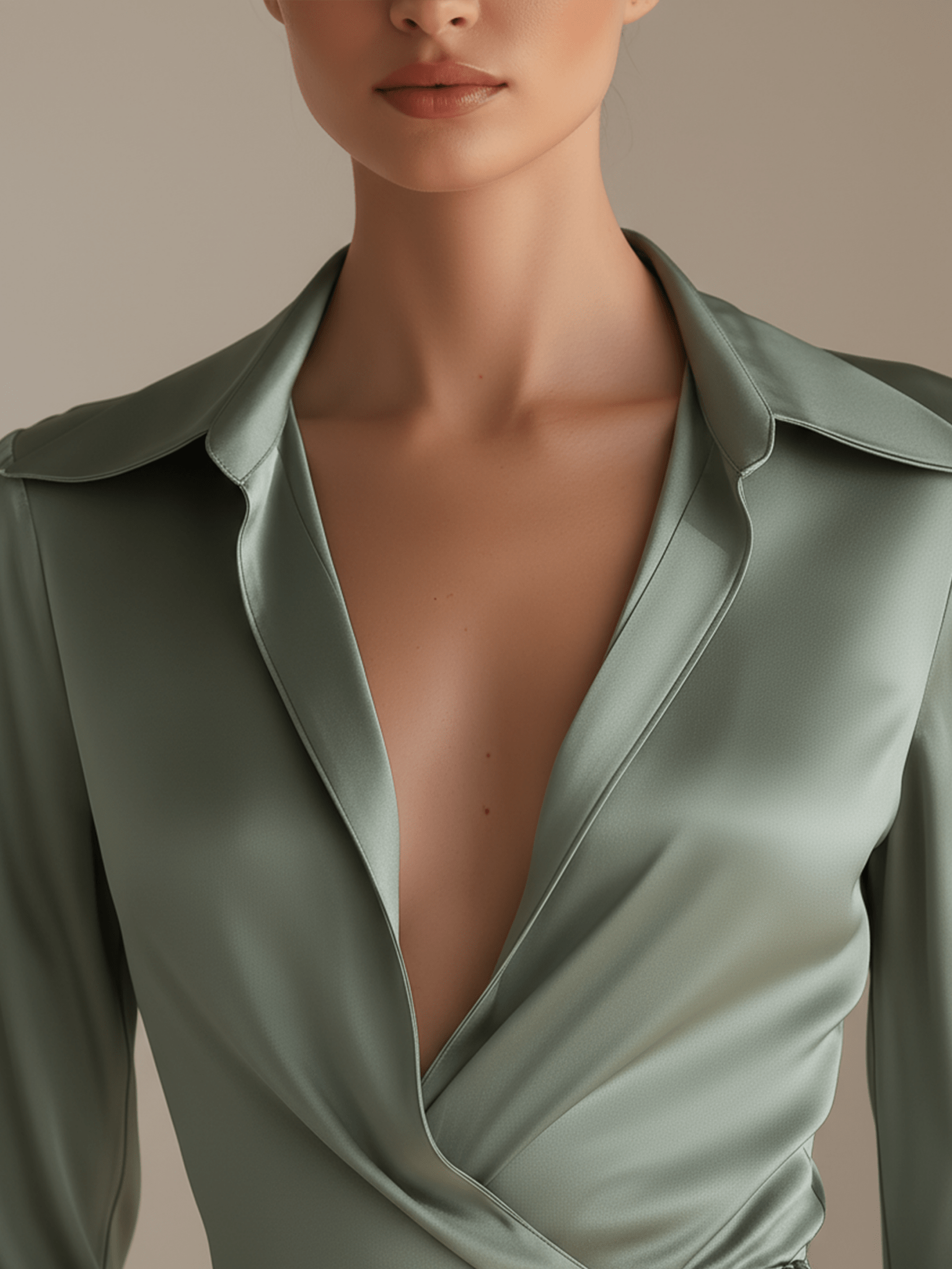 VESTIDO CAMISERO MAXI DE SATÉN VERDE - VALERINA MARBELLA