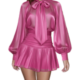 VESTIDO MINI FUCSIA CON TRANSPARENCIA - VALERINA MARBELLA